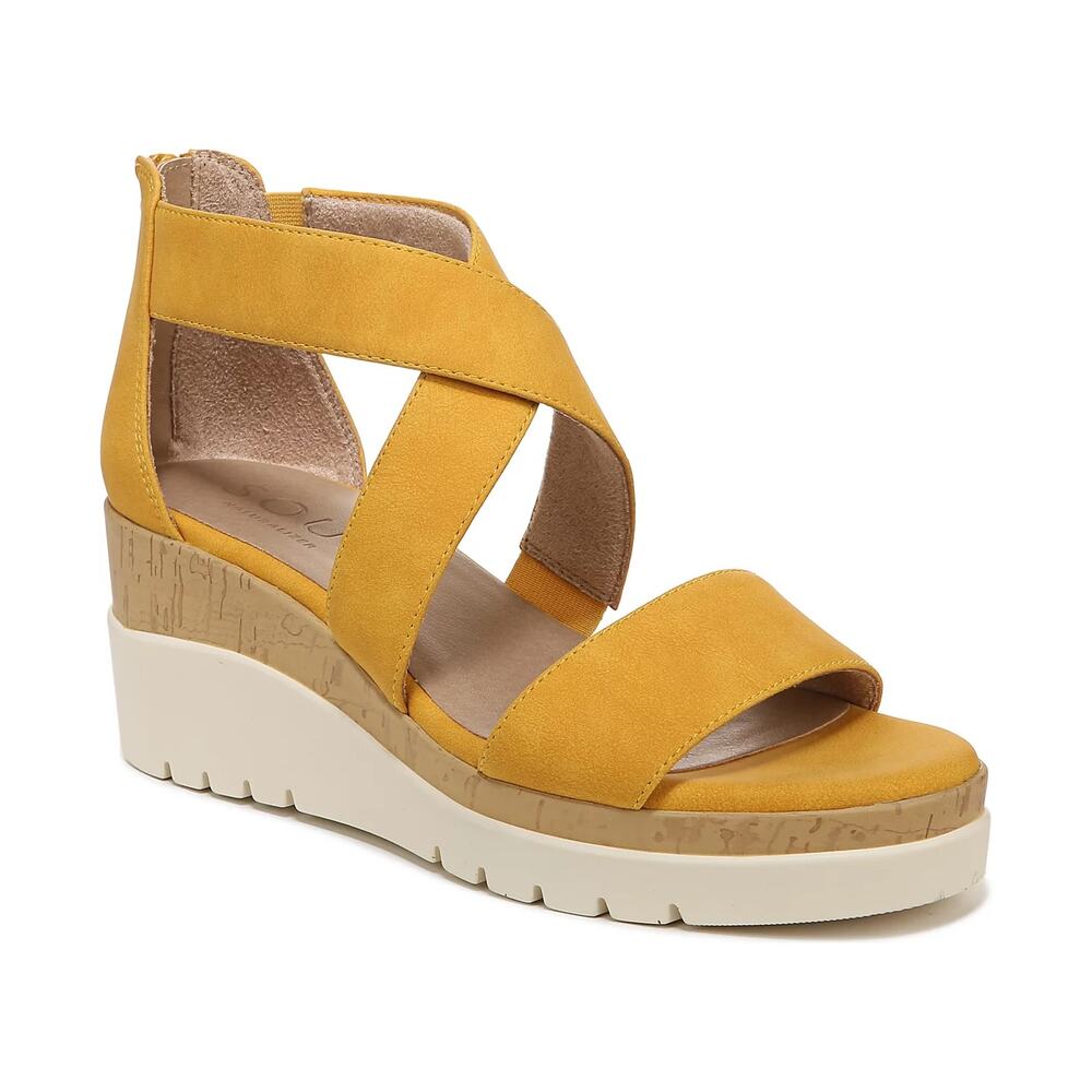 Soul Naturalizer Goodtimes Ankle Strap Wedge Sandals Wide Size 10W